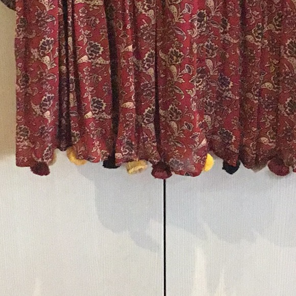 NWT ZARA Woman Boho dress with metallic thread detail and Pom Pom hem - Picture 6 of 9